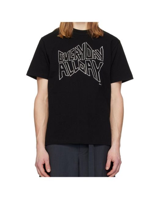 Sacai Black Short-Sleeved Crewneck T-Shirt for men