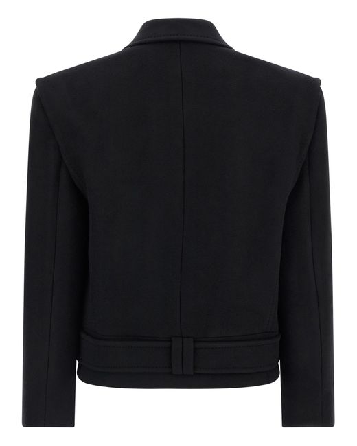 Balmain Black Double Breasted Long-Sleeved Coat