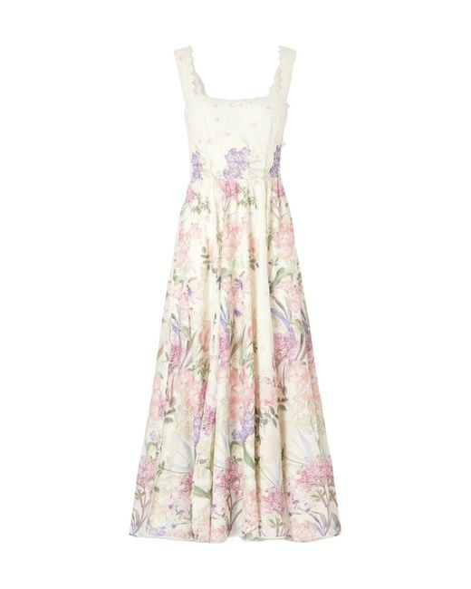Charo Ruiz White Floral Printed Cotton-Blend Maxi Dress