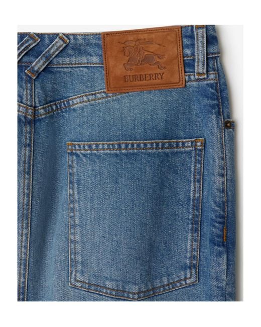 Burberry Blue Front-Slit Denim Skirt