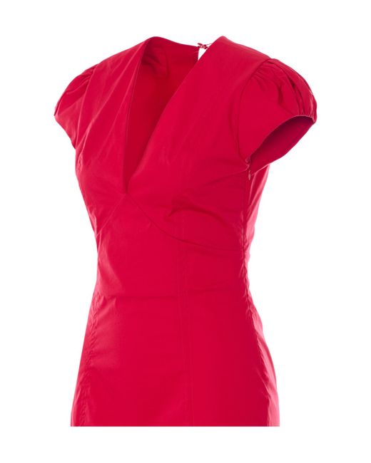 Twinset Red V-Neck Long Dress