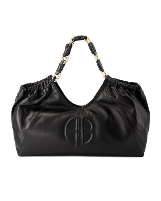 Anine Bing Black Kate Logo Embossed Tote Bag