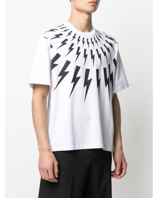 Neil Barrett White Lightning Printed T-Shirt for men