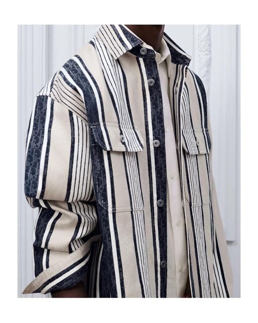 Dior Multicolor Iviera Oblique Sun Stripes Overshirt for men