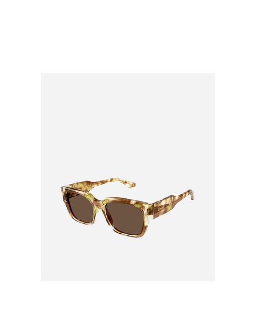 Chloé Brown Chloé Rectangular Acetate Sunglasses