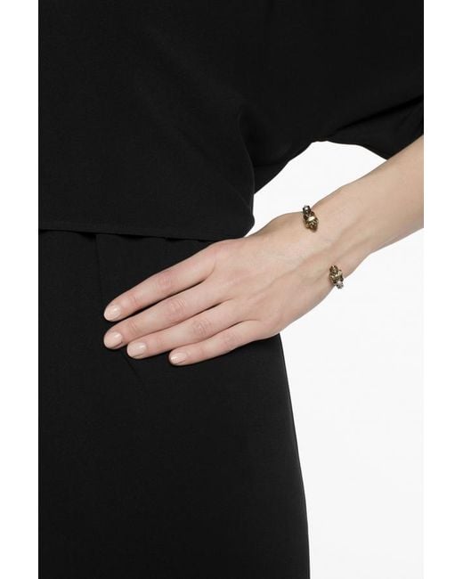 McQueen Metallic Swarovski Crystal Skull Bracelet