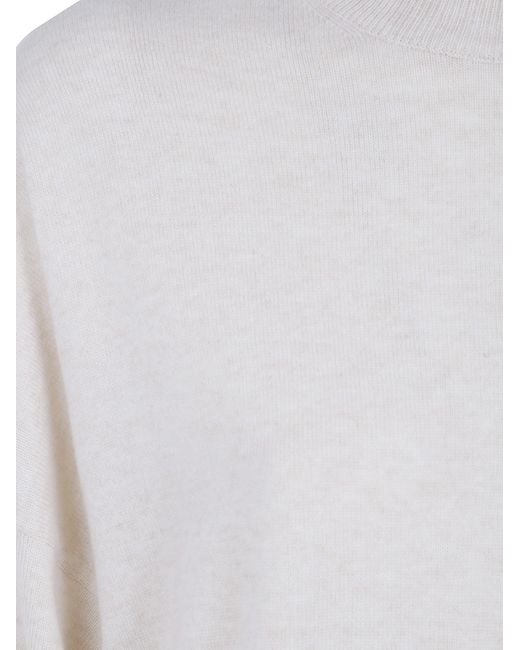 Brunello Cucinelli White High-Neck Long-Sleeved Knitwear