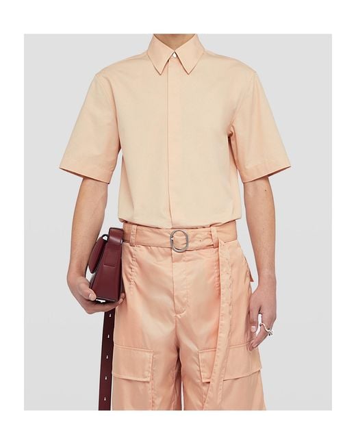 Jil Sander Natural Short Sleeved Straight Hem Shirt for men