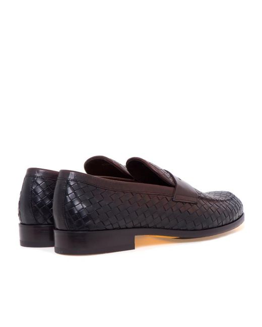 Doucal's Brown Woven Penny Loafers for men