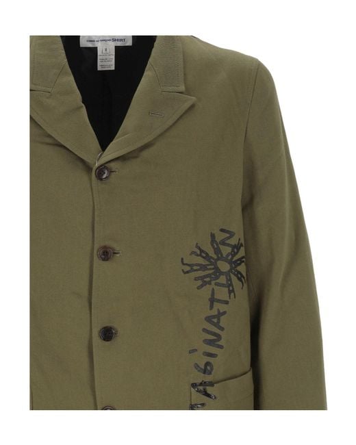 Comme des Garçons Green Long-Sleeved Suit Jacket for men