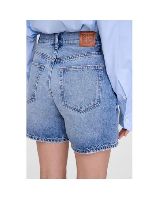 Anine Bing Blue Denim Shorts With Belt Loops