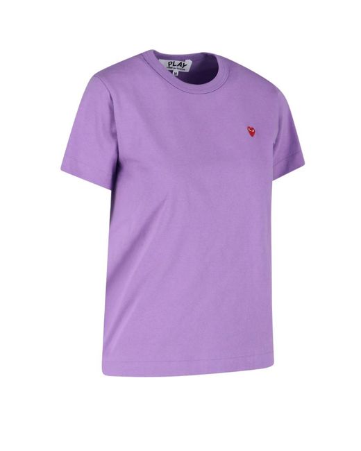 COMME DES GARÇONS PLAY Purple Cotton Embroidered-Logo T-Shirt