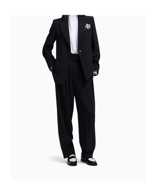 Emporio Armani Blue Tailored Single-Breasted Jacket With Notched Lapel
