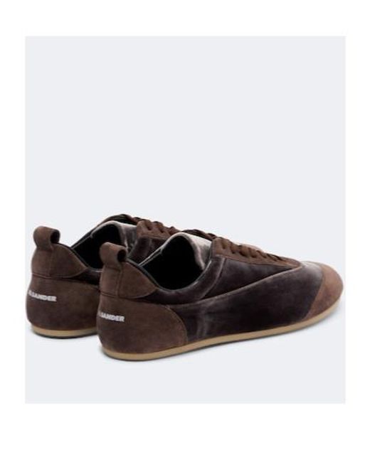 Jil Sander Brown Etage Suede-Trimmed Velvet Sneakers
