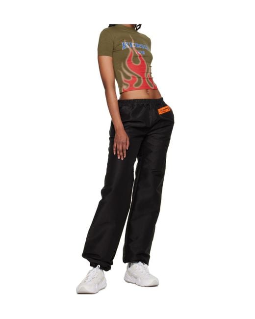 Heron Preston Black Logo Patch Wide Leg Pants for men