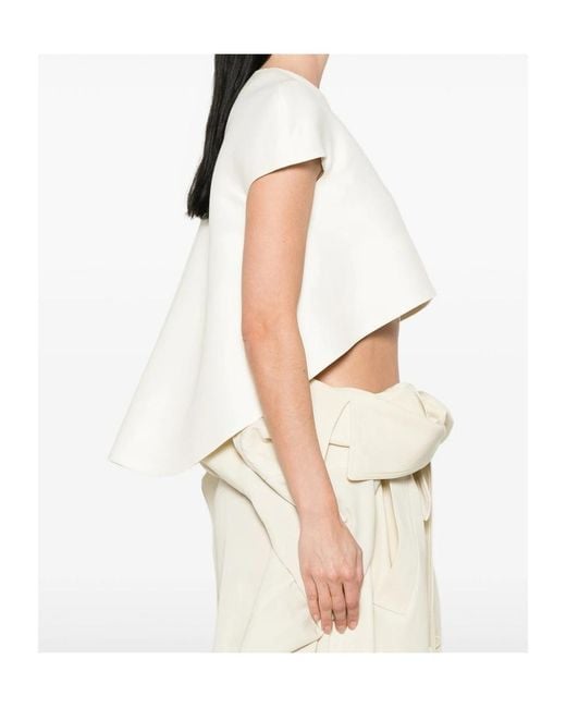 Balenciaga White Asymmetric Cropped Top