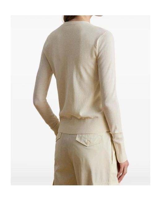 Ralph Lauren White Lauren Fitted V-Neck Cardigan