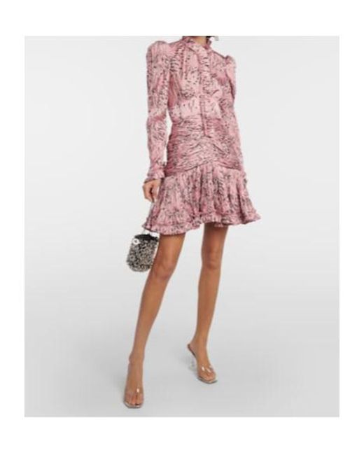 Rabanne Pink Printed Ruched Minidress