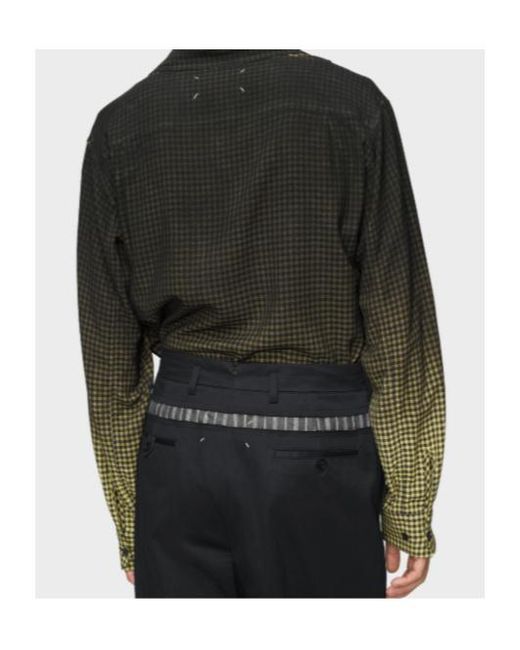 Maison Margiela Green Gradient Check Shirt for men