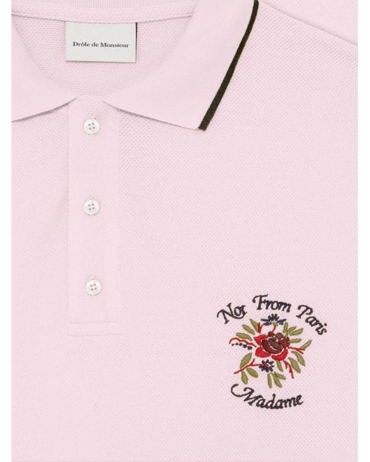 Drole de Monsieur Pink Short-Sleeved Polo Shirt for men