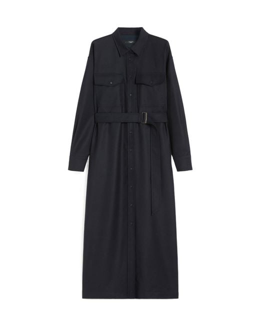 Weekend by Maxmara Blue Wool Flannel Dress