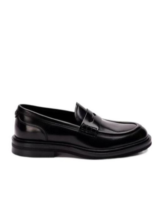 Dolce & Gabbana Black Logo Plaque Round Toe Loafers