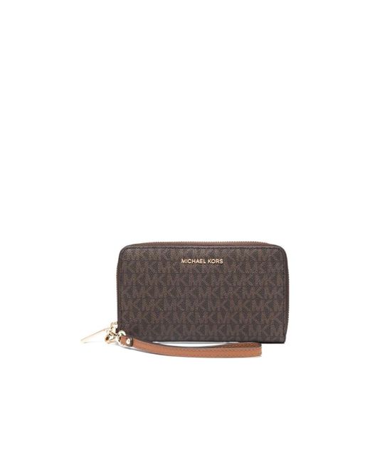 Michael Kors Gray Michael Logo Plaque Zipped Wallet