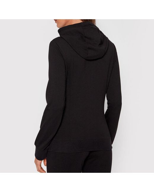 EA7 Black Logo-Print Zipped Hoodie