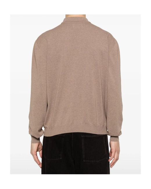 Magliano Brown Long-Sleeved Knitted Polo Shirt for men