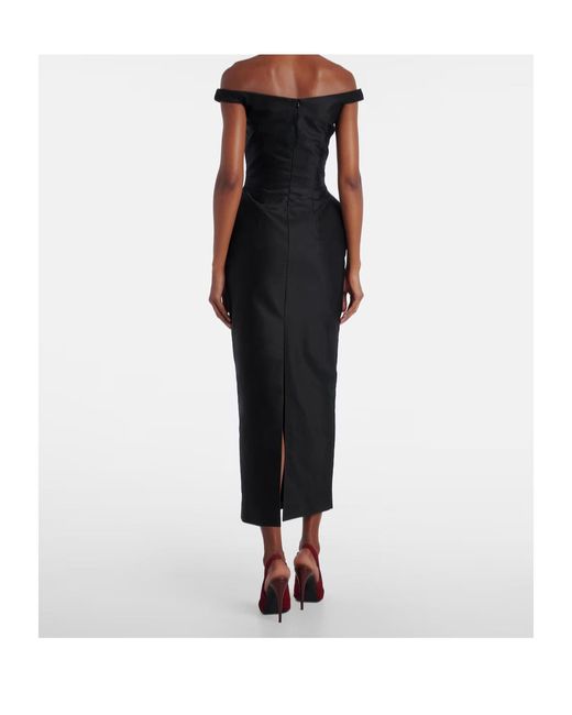 Magda Butrym Black Off-Shoulder Cotton Bustier Dress