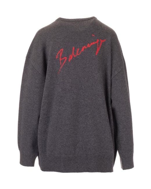 Balenciaga Gray Logo Printed Sweater
