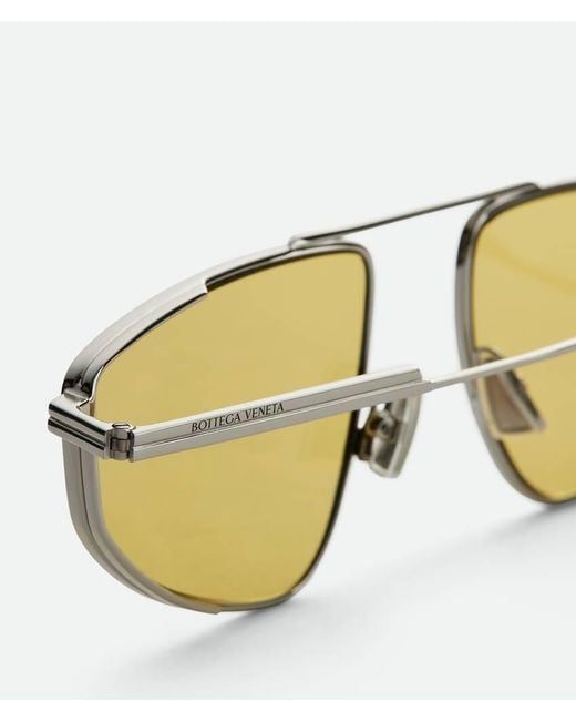 Bottega Veneta Metallic Eyewear Classic Aviator Sunglasses