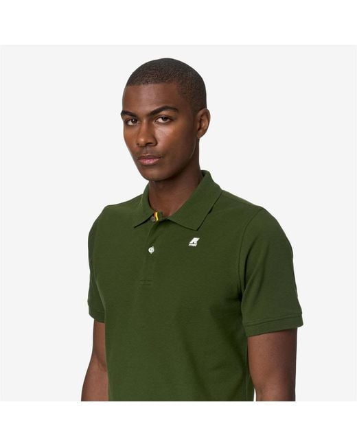 K-Way Green Two-Button Logo Polo Shirt for men