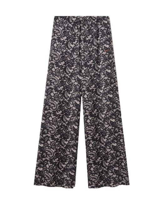 Stella McCartney Gray Lace Elasticated Waistband Trousers
