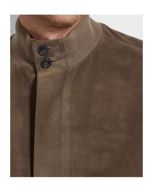 Zegna Brown Suede Leather Blouson for men