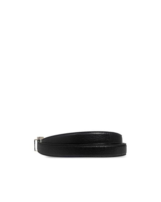 Saint Laurent White Logo Plaque Buckled Belt for men