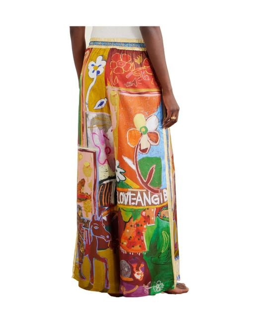 ALÉMAIS White Mlak Graphic-Print Palazzo Pants