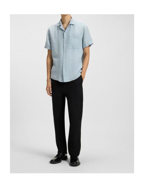 Boss Blue Short-Sleeve Button-Up Shirt for men