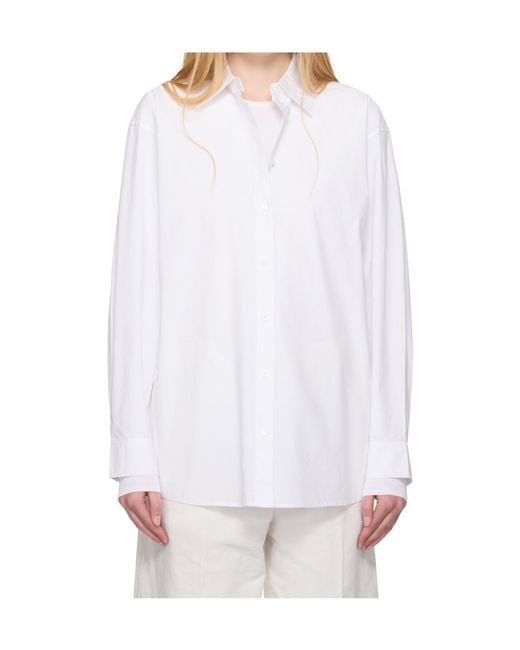 Totême White Totme Button-Up Long Sleeved Shirt