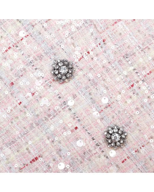 Self-Portrait Blue Sequin Embellished Boucle Jacket