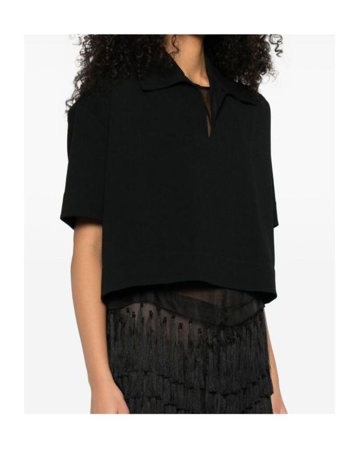 Jil Sander Black Short Sleeve V-Neck T-Shirt
