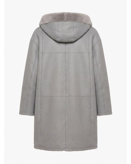 Peserico Gray Double-Faced Long-Sleeve Coat