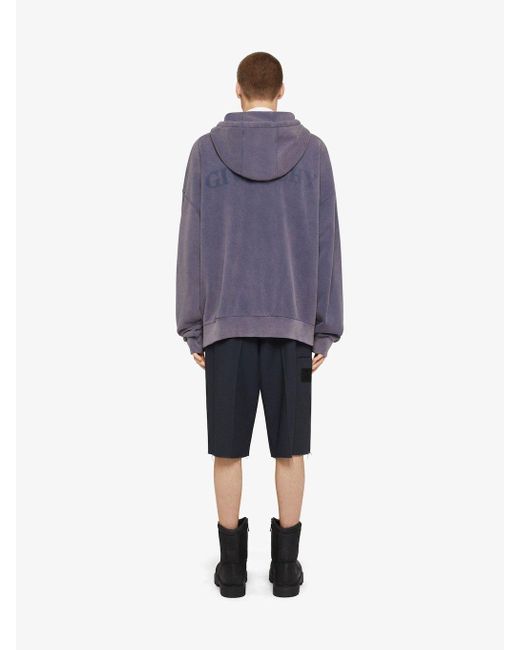 Givenchy Blue Faded Drawstring Hoodie for men