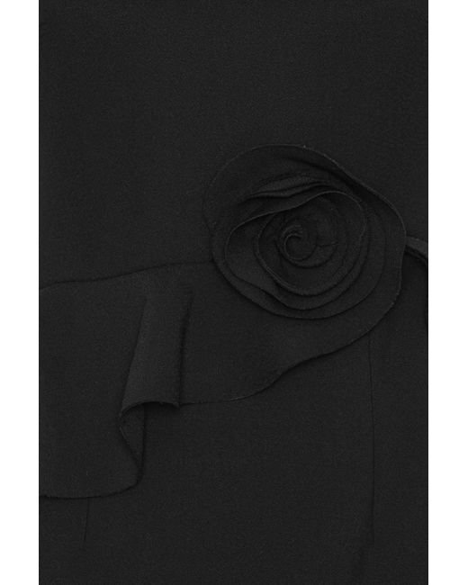 ROTATE BIRGER CHRISTENSEN Black Floral-Appliqué Peplum-Hem Mini Dress