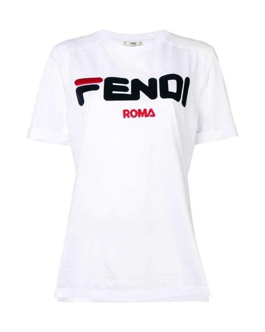 Fendi White Star Popular Style X Fila Limited Cooperation Mania Series Short-Sleeved T-Shirts