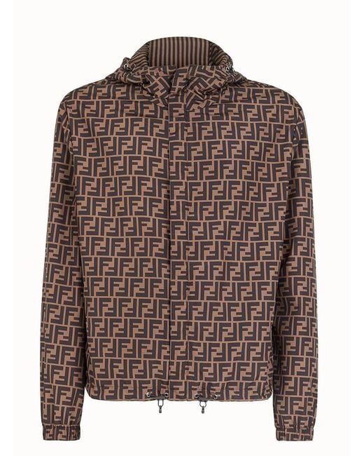Fendi Brown Reversible Hooded Windbreaker for men