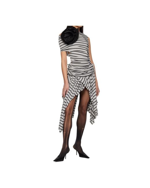 VAQUERA Black Striped Corsage Top