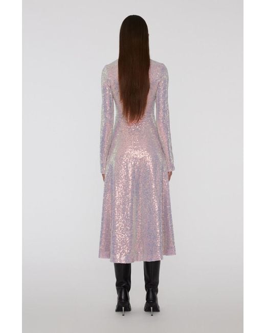 ROTATE BIRGER CHRISTENSEN Purple V-Neck Long-Sleeved Dress