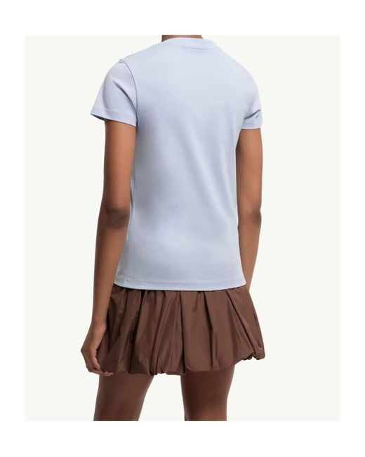Moncler Blue Embroidered Logo Crewneck T-Shirt