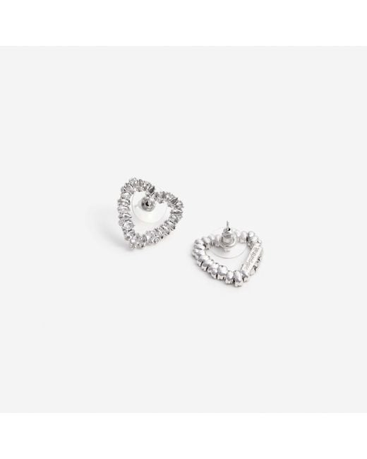 Self-Portrait White Mini Heart Embellished Earrings